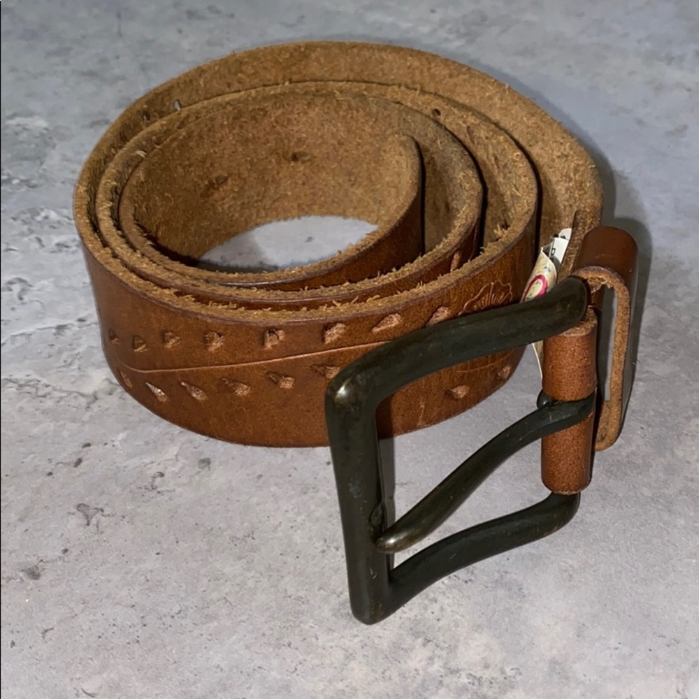 Stamp 10 Brown Leather Belt Flower/Vine Stamped M